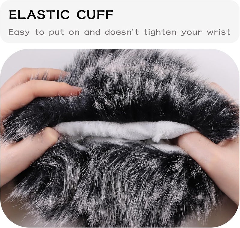 Peecabe Winter Women Fuzzy Arm Warmers Girls Faux Fur Short Wrist Cuffs Fluffy Soft Wrist Cover Ankle Warmer - Image 4